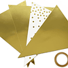 129 unidades louça descartável de aniversário para 30 pessoas. Inclui pratos, copos, guardanapos, palhinhas e guirlanda. Decoração de aniversário elegante para adultos (dourado)