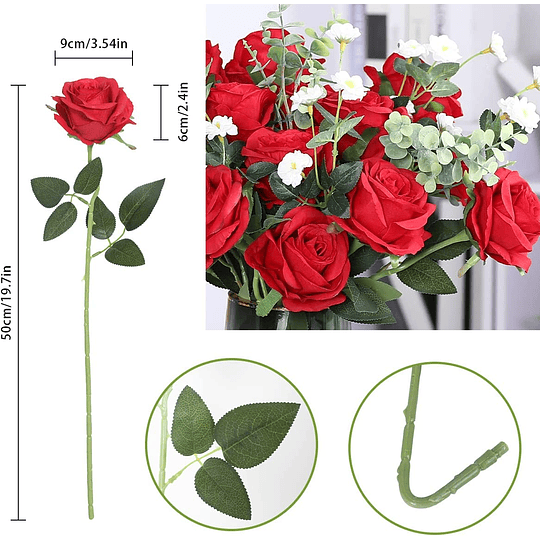 Ramo de rosas artificiais de seda (10 unidades) vermelho