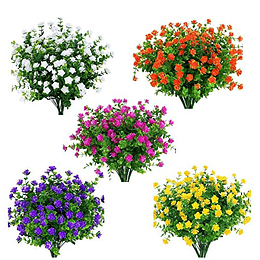 15 peças de flores artificiais, arbustos resistentes a raios UV, plantas pendentes para interiores e exteriores, para decoração de festas no jardim em casa (cores mistas)