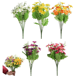 5 peças flores de margarida artificial, flores artificiais para exterior, flores artificiais margaridas de cores, para jardim, janela, decoração de mesa, varanda, sala de estar, qu...