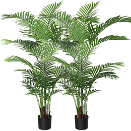 Planta de palmeira-de-areia artificial 160 cm palmeira falsa com 17 troncos, decoração moderna para interiores e exteriores, plantas em vasos para escritório em casa (2 peças)