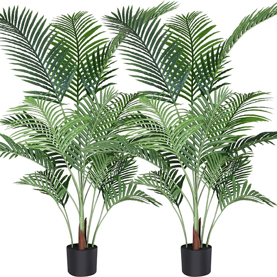 Planta de palmeira-de-areia artificial 160 cm palmeira falsa com 17 troncos, decoração moderna para interiores e exteriores, plantas em vasos para escritório em casa (2 peças)