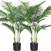 Planta de palmeira-de-areia artificial 160 cm palmeira falsa com 17 troncos, decoração moderna para interiores e exteriores, plantas em vasos para escritório em casa (2 peças)