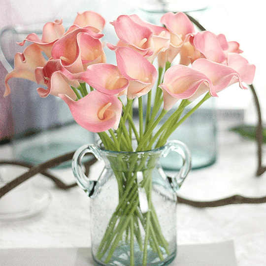 20 peças de liga artificial Lily Lataex Toque Real Buquê de Flores flor de seda artificial para casamento nupcial decoração de casa