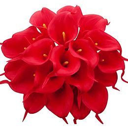 24 peças de lírios artificiais de látex, ramos de flores falsas de lírio de caule realista para casa, casamentos, festas, decoração de escritórios, arranjos florais (branco) Rojo