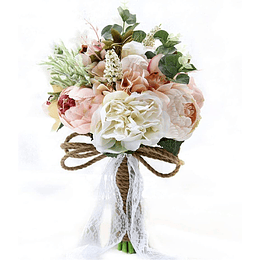 Ramo de casamento de estilo vintage rural artificial, várias flores sedosas, ramo de noiva, dama de honor, decoração de casamento