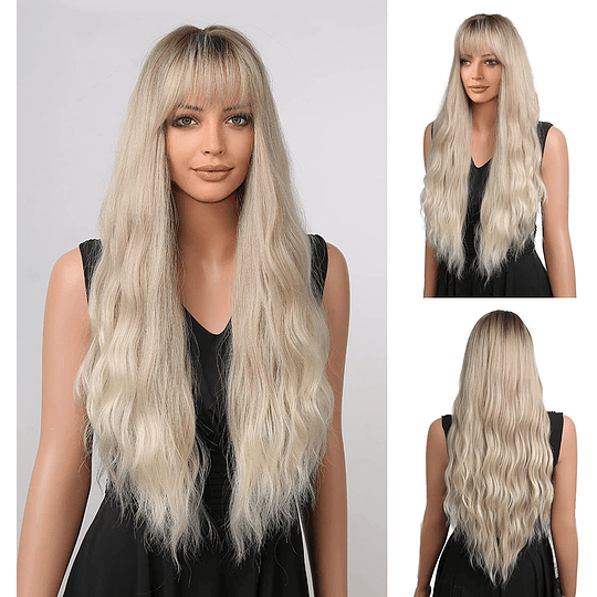 Peruca castanha sintética longa natural de alta densidade perucas de cabelo resistente ao calor 