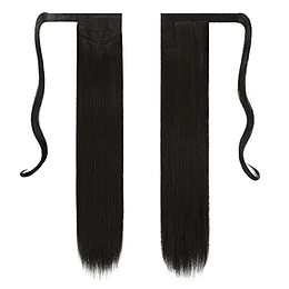 Extensões de cabelo postiças, rabo de cavalo em fibras sintéticas, cabelo liso longo 71 cm/61 cm, 150 g/125 g 4# Marrón muy Oscuro