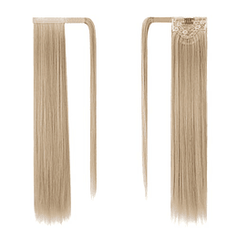 Extensões de cabelo postiças, rabo de cavalo em fibras sintéticas, cabelo liso longo 71 cm/61 cm, 150 g/125 g 16/613# Rubio Cenizo