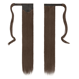 Extensões de cabelo postiças, rabo de cavalo em fibras sintéticas, cabelo liso longo 71 cm/61 cm, 150 g/125 g 8# Marrón Castaño Medio