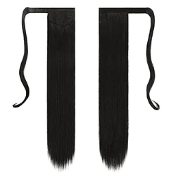 Extensões de cabelo postiças, rabo de cavalo em fibras sintéticas, cabelo liso longo 71 cm/61 cm, 150 g/125 g 2# Negro Natural
