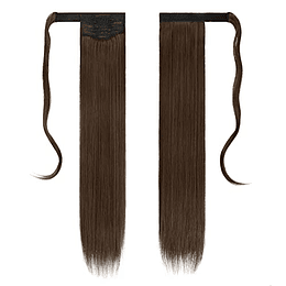 Extensões de cabelo postiças, rabo de cavalo em fibras sintéticas, cabelo liso longo 71 cm/61 cm, 150 g/125 g 4/30# Castaño Chocolate
