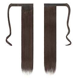 Extensões de cabelo postiças, rabo de cavalo em fibras sintéticas, cabelo liso longo 71 cm/61 cm, 150 g/125 g 2/33# Marrón Oscuro Rojizo