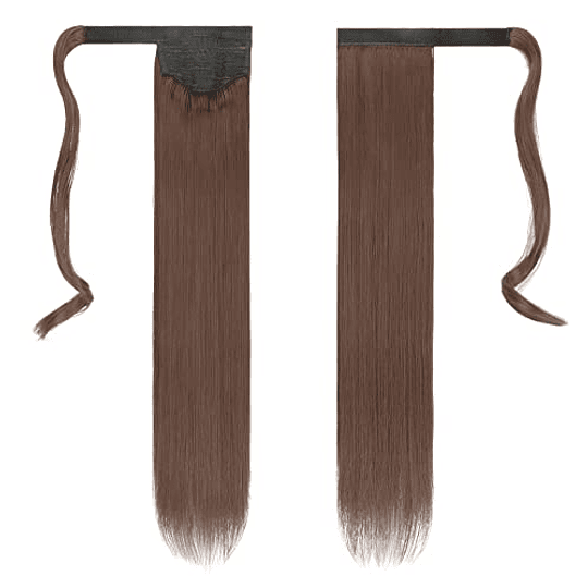 Extensões de cabelo postiças, rabo de cavalo em fibras sintéticas, cabelo liso longo 71 cm/61 cm, 150 g/125 g 12# Marrón Dorado Claro