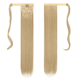 Extensões de cabelo postiças, rabo de cavalo em fibras sintéticas, cabelo liso longo 71 cm/61 cm, 150 g/125 g 24/613# Rubio Dorado Pálido mezclado 