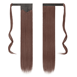 Extensões de cabelo postiças, rabo de cavalo em fibras sintéticas, cabelo liso longo 71 cm/61 cm, 150 g/125 g 30/33# Auburn Claro