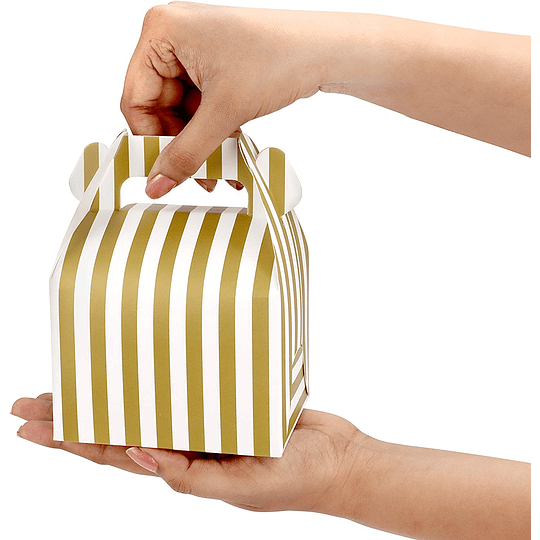 Caixas para presente branco e dourado para festas (embalagem de 36) 16 x 11,5 x 9 cm - caixas para doces desenhos de linhas e bolinhas para aniversários, alimentos, chá de bebé e c...