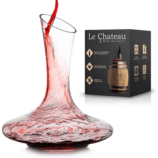 Decantador de vinho - Jarro de vidro soprado à mão sem chumbo para vinho - grande capacidade (750 ml) - Respirador e arejador de vinho tinto - conjunto de jarra para vinho - presen...