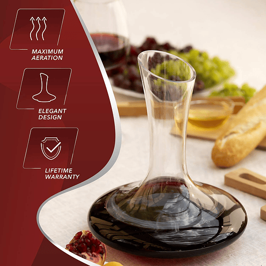 Decantador de vinho - Jarro de vidro soprado à mão sem chumbo para vinho - grande capacidade (750 ml) - Respirador e arejador de vinho tinto - conjunto de jarra para vinho - presen...