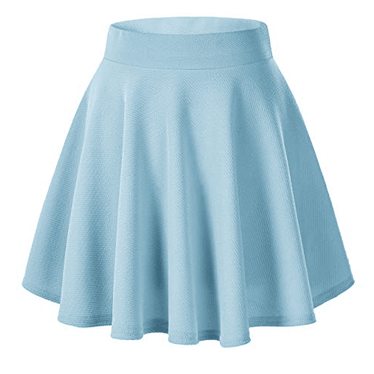 Saia feminina elástica plissada básica multifuncional saia curta Azul Claro