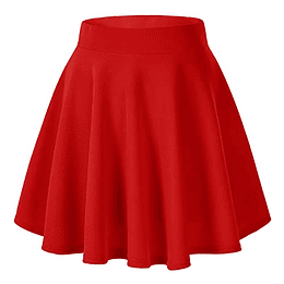 Saia feminina elástica plissada básica multifuncional saia curta Rojo
