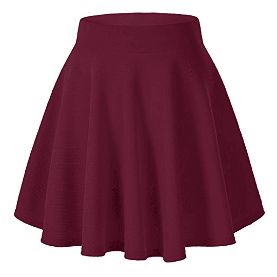 Saia feminina elástica plissada básica multifuncional saia curta Rojo Vino