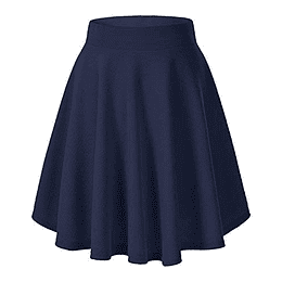 Saia feminina elástica plissada básica multifuncional saia curta Azul Marino-larga