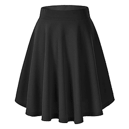 Saia feminina elástica plissada básica multifuncional saia curta Negro-larga