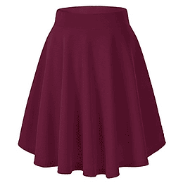 Saia feminina elástica plissada básica multifuncional saia curta Rojo Vino-larga