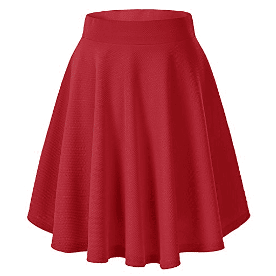 Saia feminina elástica plissada básica multifuncional saia curta Rojo-larga