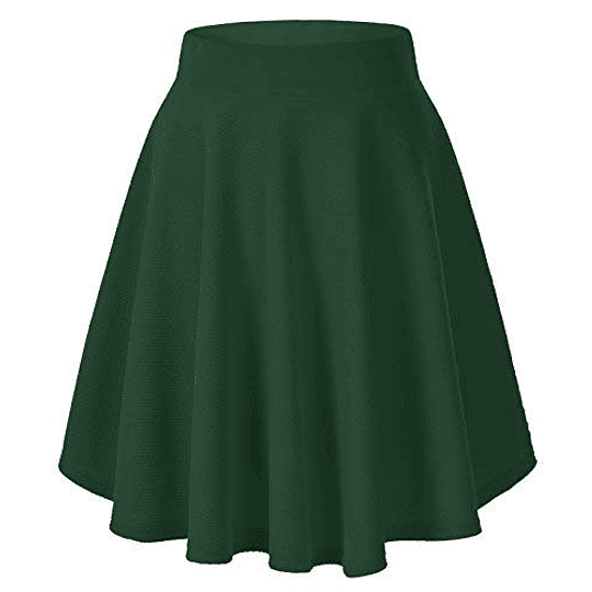 Saia feminina elástica plissada básica multifuncional saia curta Verde Oscuro-larga