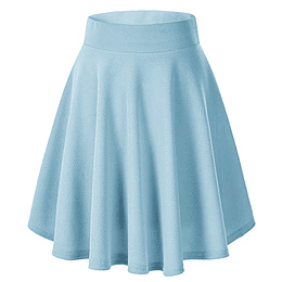 Saia feminina elástica plissada básica multifuncional saia curta Azul Claro-larga