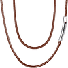 Colar cordão couro homem mulher com fecho de metal aço inoxidável 316 L corrente corda 2 m M/3 mm largura 40-75 cm corrente de couro para pendentes
