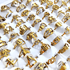 100 pçs/lote padrão de corte a laser mix anéis de aço inoxidável feminino anel de festa