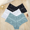 Conjunto 3 pçs/ feminino calcinha de renda floral cintura alta lingerie sexy pantys S-XL cuecas íntimas femininas