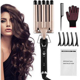 22 mm modelador de cabelo 3 tubos rosa para cabelo com controlo inteligente de temperatura, ondulador de cabelo de cerâmica para penteado, ondulado, encaracolado, cabeleireiro fino