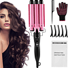 22 mm modelador de cabelo 3 tubos rosa para cabelo com controlo inteligente de temperatura, ondulador de cabelo de cerâmica para penteado, ondulado, encaracolado, cabeleireiro fino