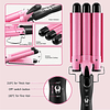 22 mm modelador de cabelo 3 tubos rosa para cabelo com controlo inteligente de temperatura, ondulador de cabelo de cerâmica para penteado, ondulado, encaracolado, cabeleireiro fino