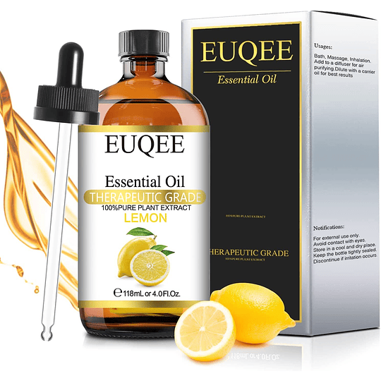 Óleos essenciais de limão de 118 ml, óleo essencial 100 % limão naturais de grau terapêutico, óleos essenciais para humidificador, perfeitos para aromaterapia, massagem, casa...