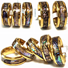 36/100 pçs luxo banhado a ouro escudo embutimento anel exclusivo 316l anéis de aço inoxidável do casamento do vintage jóias presente festa