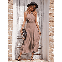 Plissado Shirred Simples elegante Vestido