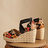 Sapatos de corte de cunha Camurça Sintética Estampa floral Cinta de Tornozelo