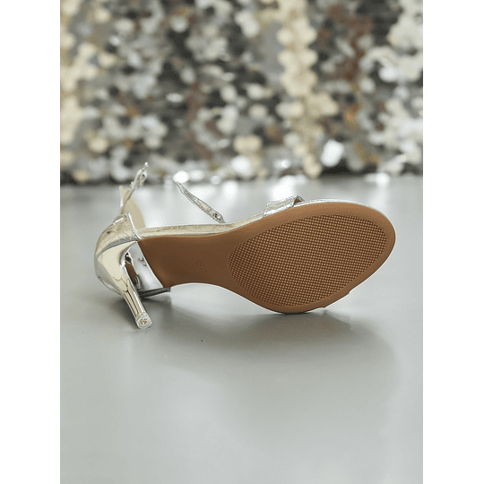 Sandálias metálico em relevo geométrico salto agulha cinta de tornozelo