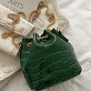 Saco de balde mini padrão de crocodilo decoração de pérola artificiais design de cordão cadeia