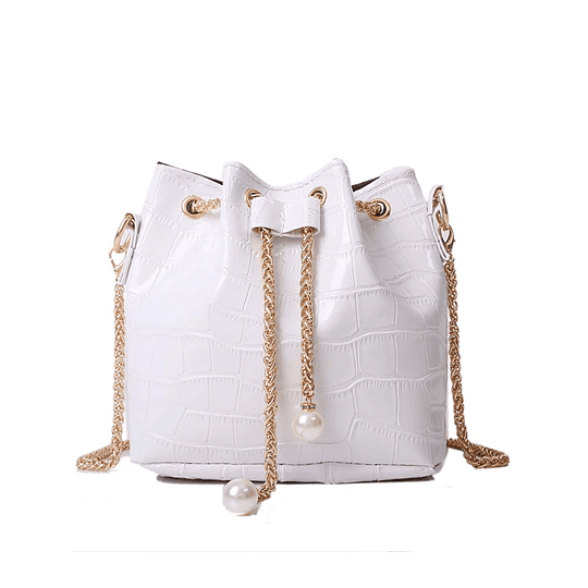 Saco de balde mini padrão de crocodilo decoração de pérola artificiais design de cordão cadeia