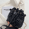 Saco de balde Mini Decoração de lantejoulas Design de cordão Cadeia