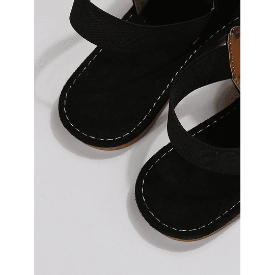 Sandálias mulher slingback alça dupla sandalias elegante preto tecido