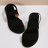 Sandálias mulher slingback alça dupla sandalias elegante preto tecido