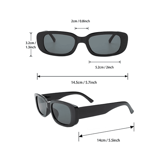 2 pares Óculos de sol de armação quadrada