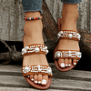 Sandálias fashion mulher com decoração de pérolas artificiais